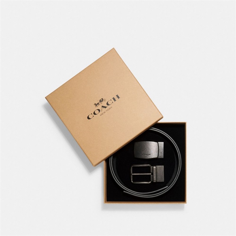 Curea Barbati Coach 38 Mm, Boxed Plaque And Harness Buckle Cut To Size Reversible Negrii | Romania-740218