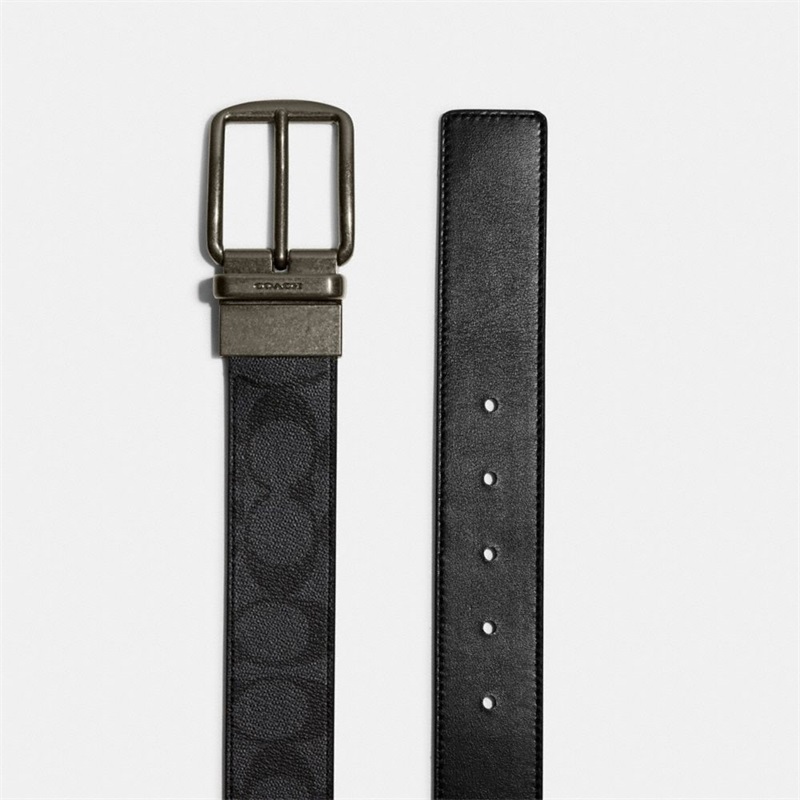 Curea Barbati Coach 38 Mm, Harness Buckle Cut To Size Reversible Gri Negrii | Romania-219038