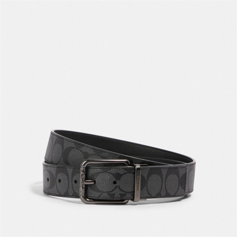 Curea Barbati Coach 38 Mm, Harness Buckle Cut To Size Reversible Gri Negrii | Romania-975816