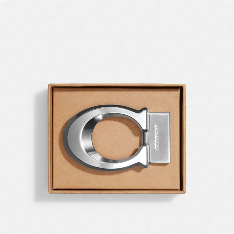 Curea Barbati Coach Boxed Sculpted Signature Buckle Argintii | Romania-301498