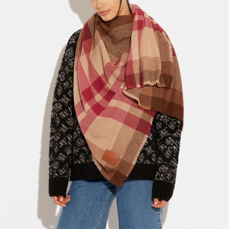 Esarfe Dama Coach Plaid Print Cashmere Blanket Cais | Romania-714586