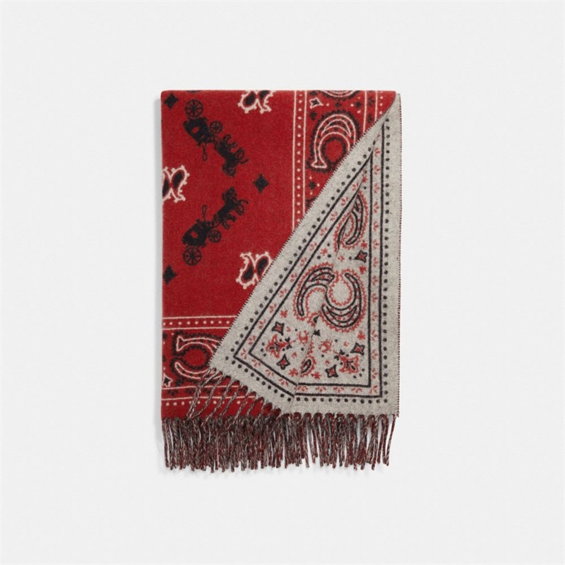 Esarfe Dama Coach Signature Bandana Print Oversized Rosii | Romania-169504