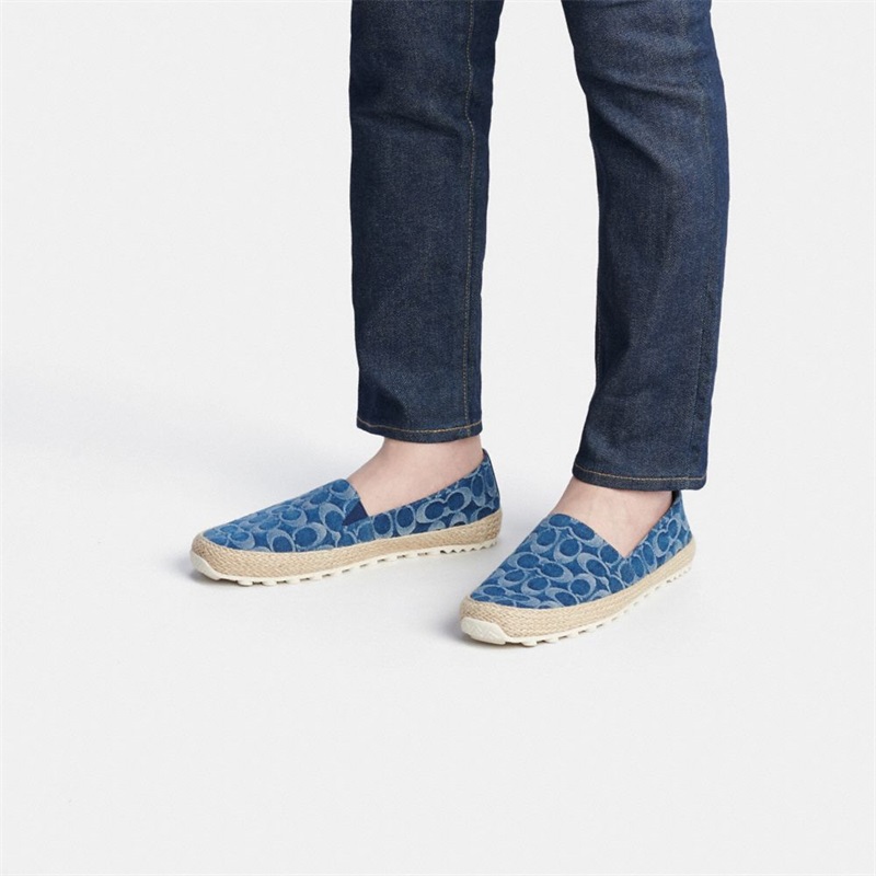 Espadrile Barbati Coach In Signature Denim Albastri | Romania-956124