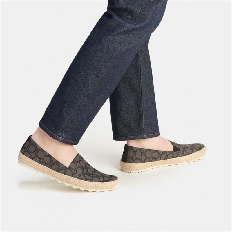 Espadrile Barbati Coach In Signature Jacquard Gri Negrii | Romania-417823