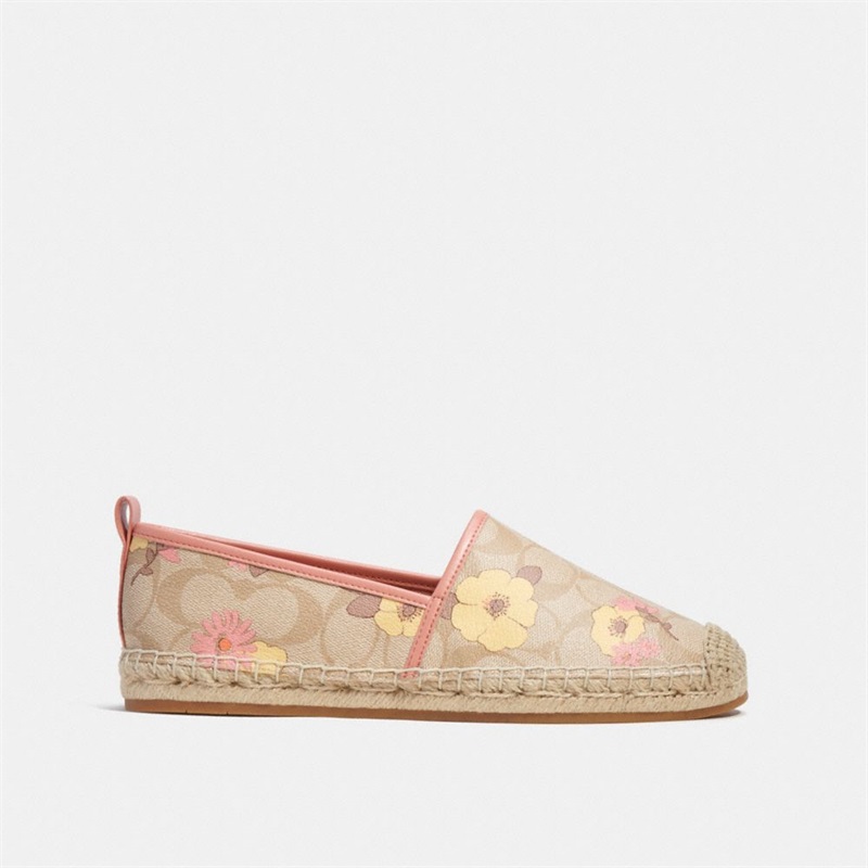 Espadrile Dama Coach Codi In Signature Canvas With Floral Print Corai Deschis | Romania-043178