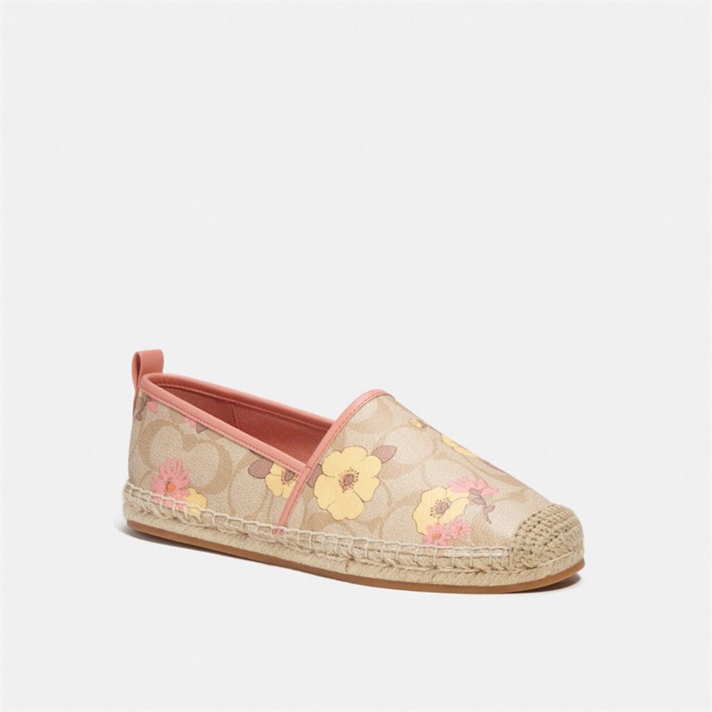 Espadrile Dama Coach Codi In Signature Canvas With Floral Print Corai Deschis | Romania-043178