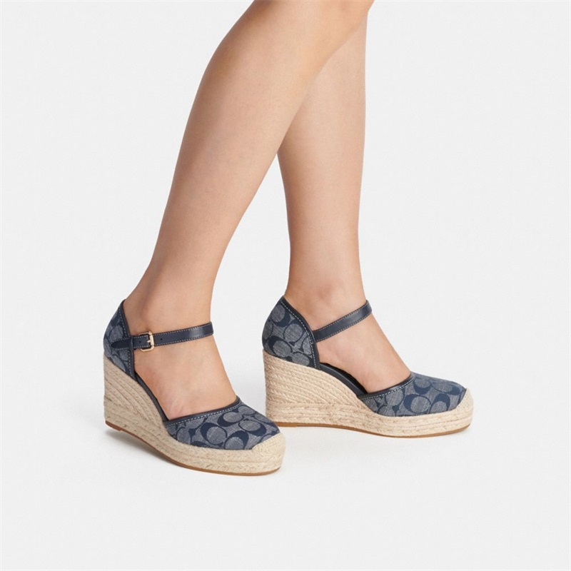 Espadrile Dama Coach Raine In Signature Denim Albastri | Romania-756042