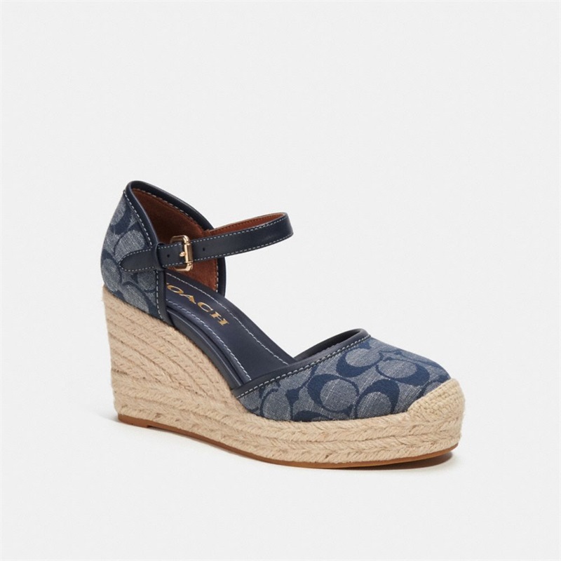 Espadrile Dama Coach Raine In Signature Denim Albastri | Romania-756042