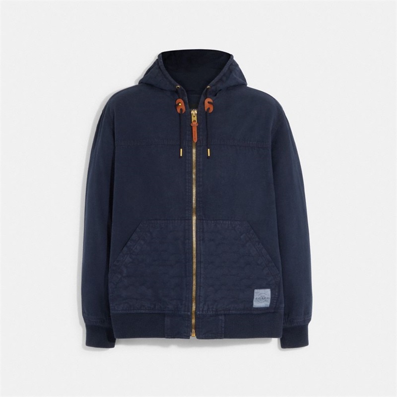 Geaca Barbati Coach Hooded Zip Up Bleumarin | Romania-284637