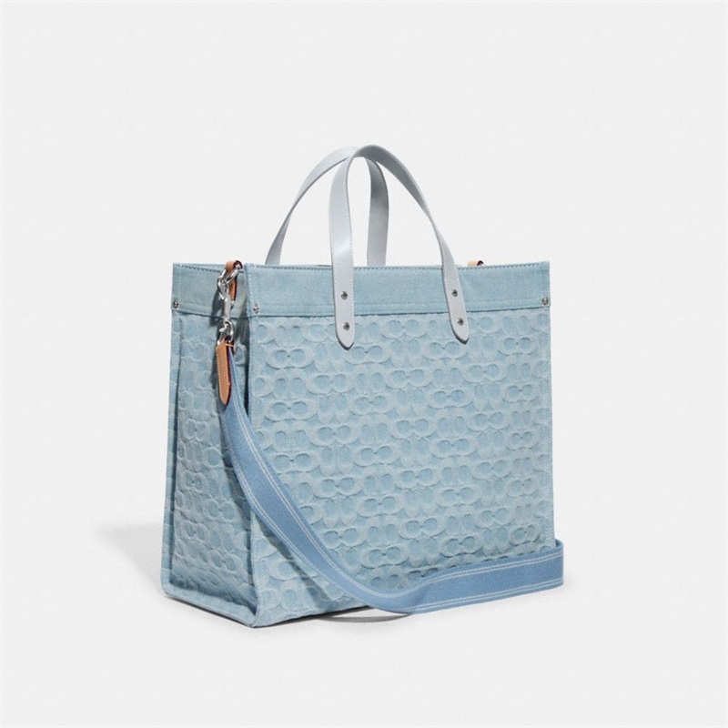 Geanta Barbati Coach Field Tote 40 In Signature Denim Albastri | Romania-507934