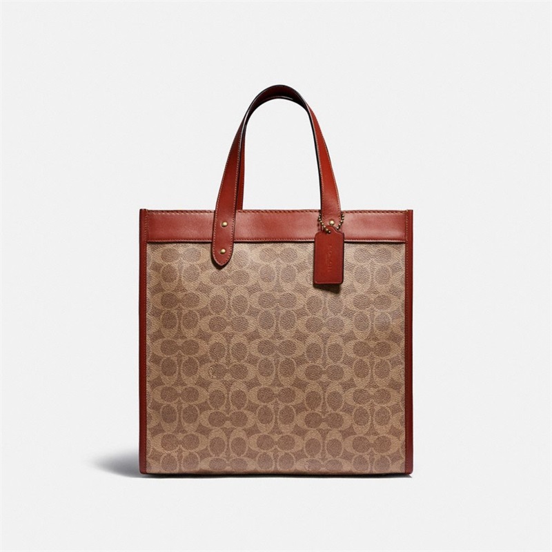 Geanta Barbati Coach Field Tote In Signature Canvas With Horse And Carriage Print Maro | Romania-250943