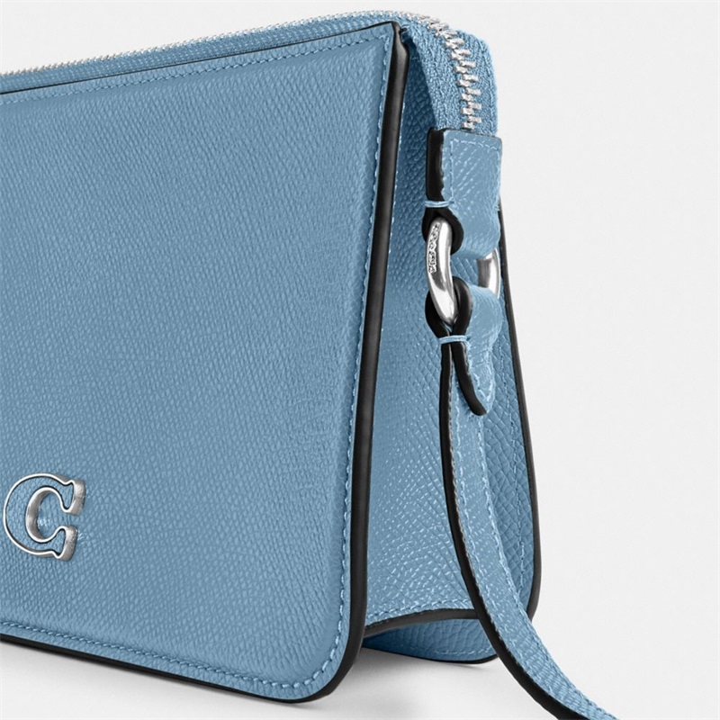 Geanta Barbati Coach Pouch With Signature Canvas Detail Turcoaz | Romania-875012