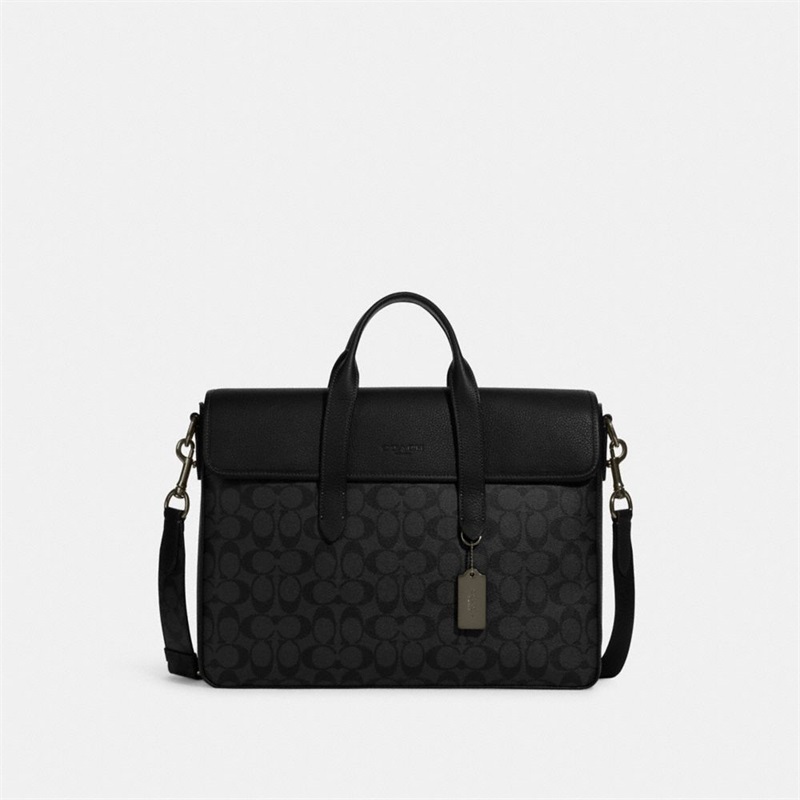 Geanta Barbati Coach Sullivan Portfolio Brief In Signature Canvas Gri Negrii | Romania-692071