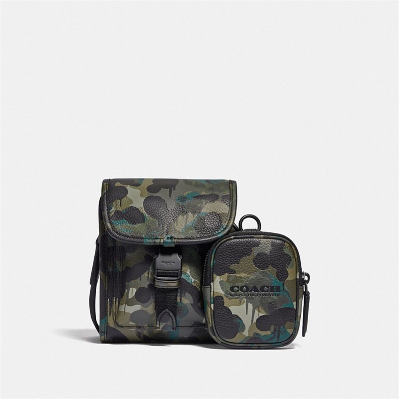 Geanta Crossbody Barbati Coach Charter North/South With Hibrid Pouch With Camo Print Verzi Albastri | Romania-503762