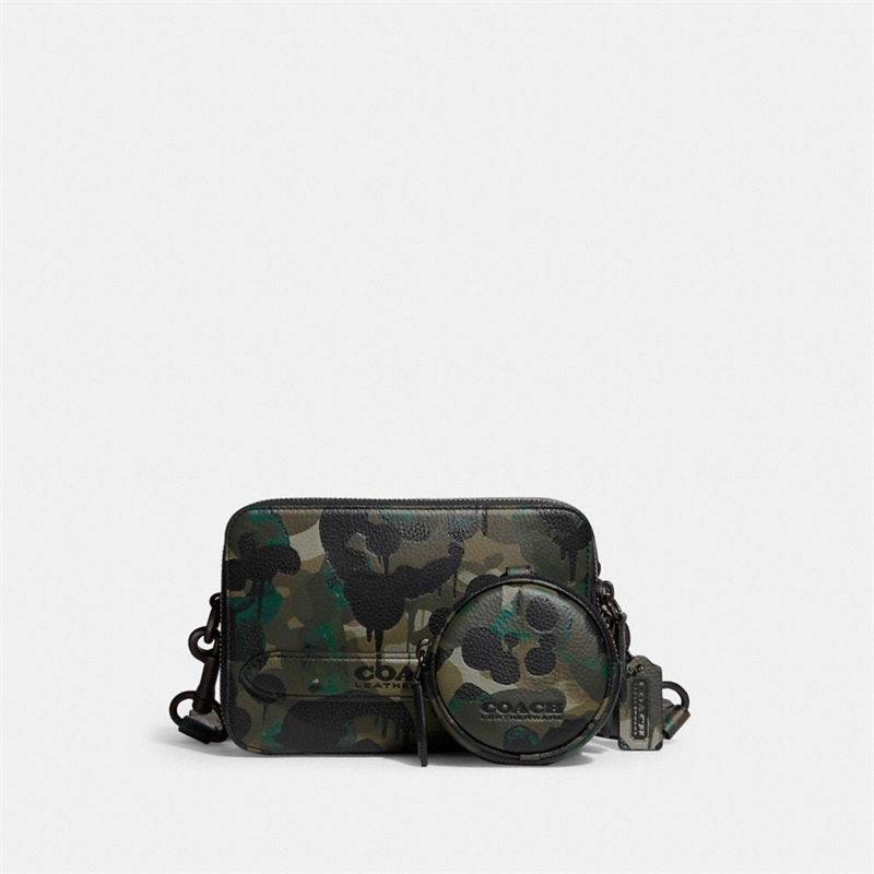 Geanta Crossbody Barbati Coach Charter With Hibrid Pouch With Camo Print Verzi Albastri | Romania-527164