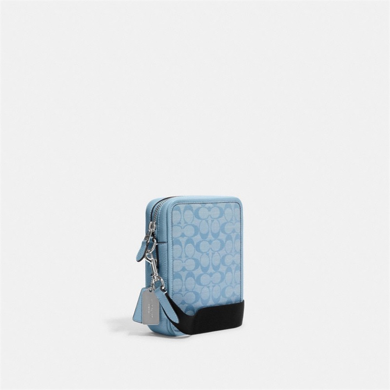 Geanta Crossbody Barbati Coach Sullivan In Signature Chambray Argintii Albastri Deschis | Romania-601754