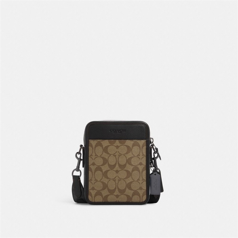 Geanta Crossbody Barbati Coach Sullivan In Blocked Signature Canvas Kaki Gri | Romania-715908