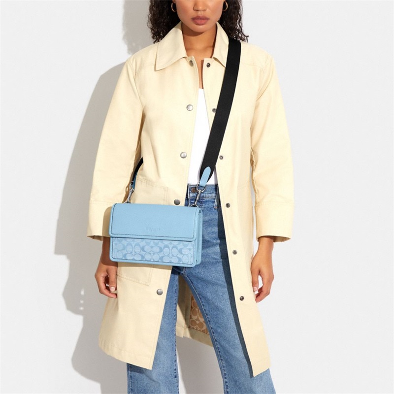 Geanta Crossbody Barbati Coach Turner Flap In Signature Chambray Argintii Albastri Deschis | Romania-269850