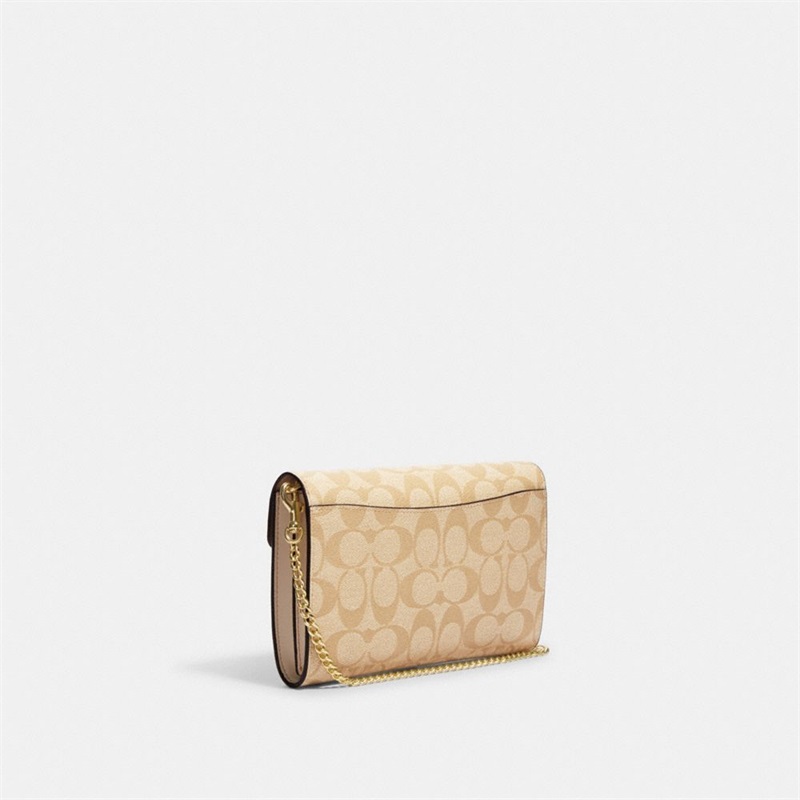 Geanta Crossbody Dama Coach Envelope Clutch In Signature Canvas With Floral Applique Aurii Kaki Deschis Colorati | Romania-205178