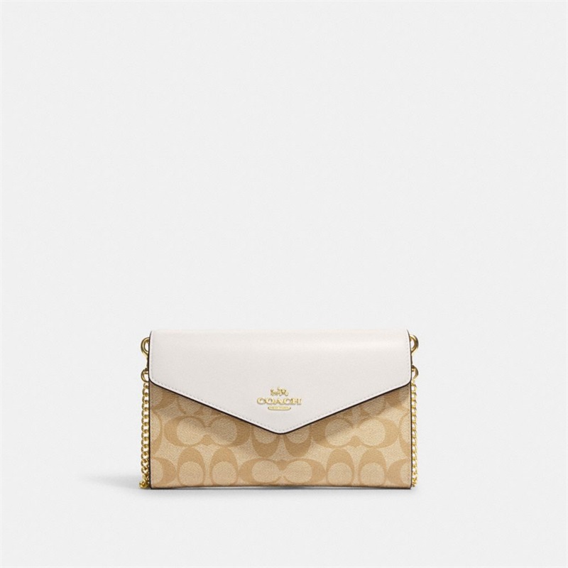 Geanta Crossbody Dama Coach Envelope Clutch In Signature Canvas Aurii Kaki Deschis | Romania-937012