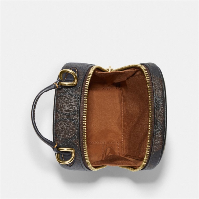 Geanta Crossbody Dama Coach Eva Phone In Blocked Signature Canvas Kaki Deschis Maro Colorati | Romania-189023