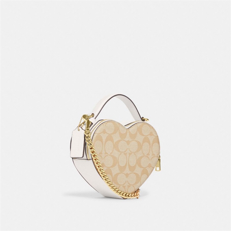 Geanta Crossbody Dama Coach Heart In Signature Canvas Aurii Kaki Deschis | Romania-681492