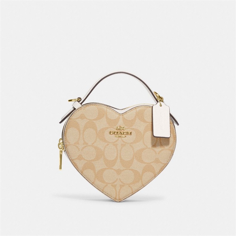 Geanta Crossbody Dama Coach Heart In Signature Canvas Aurii Kaki Deschis | Romania-681492