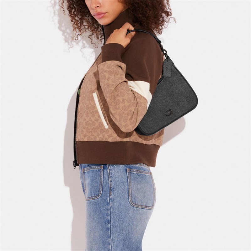 Geanta Crossbody Dama Coach Hobo With Signature Canvas Detail Negrii | Romania-459612