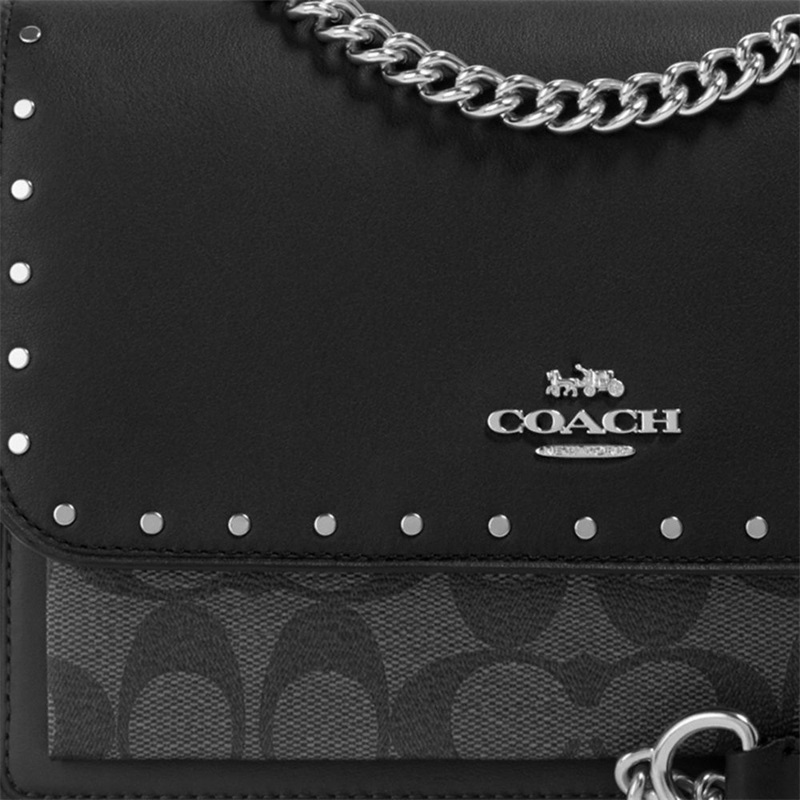 Geanta Crossbody Dama Coach Klare In Signature Canvas With Rivets Argintii Gri Inchis Negrii Colorati | Romania-790631