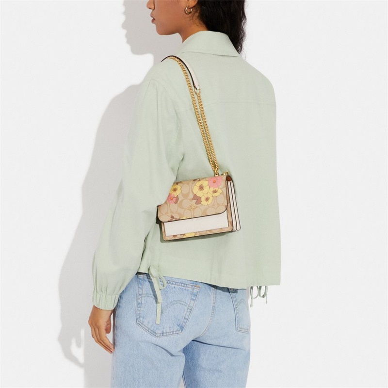 Geanta Crossbody Dama Coach Mini Klare In Signature Canvas With Floral Cluster Print Aurii Kaki Deschis Colorati | Romania-482615