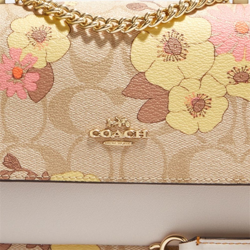 Geanta Crossbody Dama Coach Mini Klare In Signature Canvas With Floral Cluster Print Aurii Kaki Deschis Colorati | Romania-482615