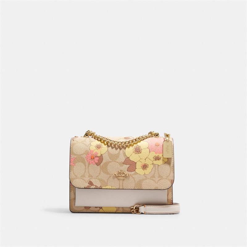 Geanta Crossbody Dama Coach Mini Klare In Signature Canvas With Floral Cluster Print Aurii Kaki Deschis Colorati | Romania-482615