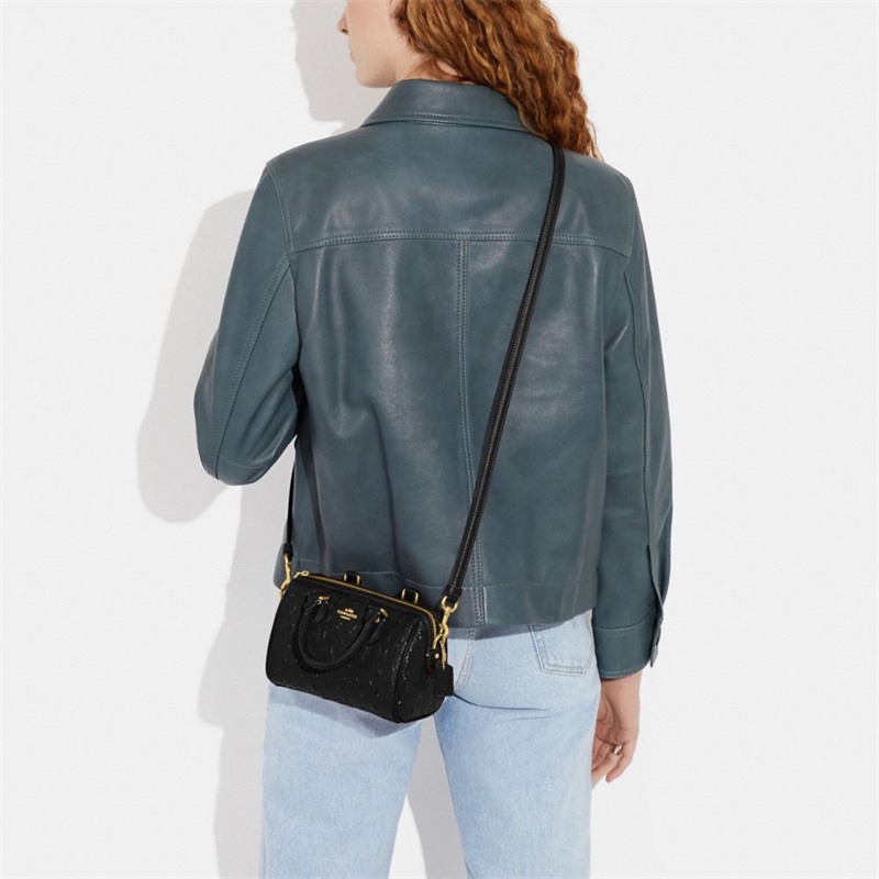 Geanta Crossbody Dama Coach Mini Rowan In Signature Leather Aurii Negrii | Romania-542679