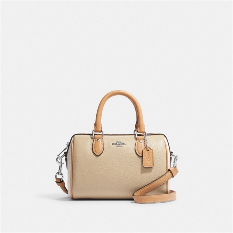 Geanta Crossbody Dama Coach Mini Rowan In Colorblock Argintii Bej Colorati | Romania-901248