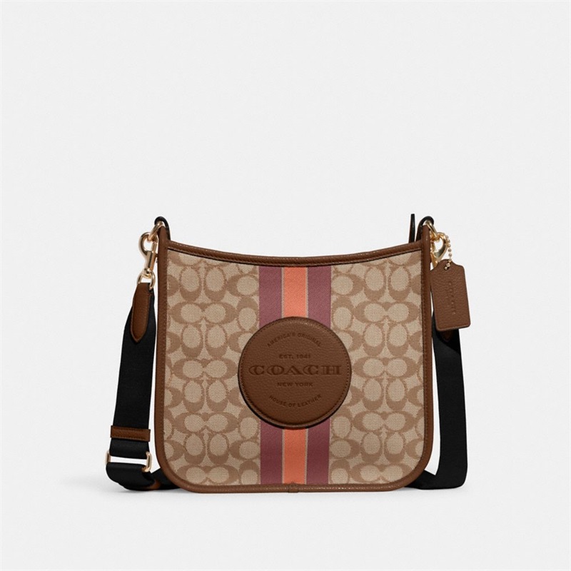 Geanta Dama Coach Dempsey File In Signature Jacquard With Stripe And Coach Patch Kaki Colorati | Romania-236047