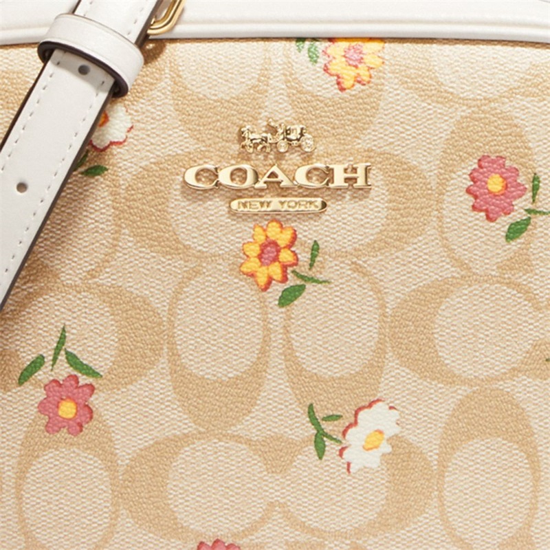 Geanta Dama Coach Mini Jamie Camera In Signature Canvas With Nostalgic Ditsy Print Aurii Kaki Deschis Colorati | Romania-615382