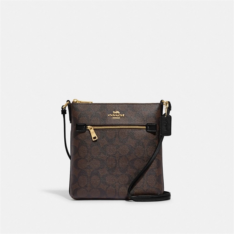 Geanta Dama Coach Mini Rowan File In Signature Canvas Aurii Maro Negrii | Romania-210489