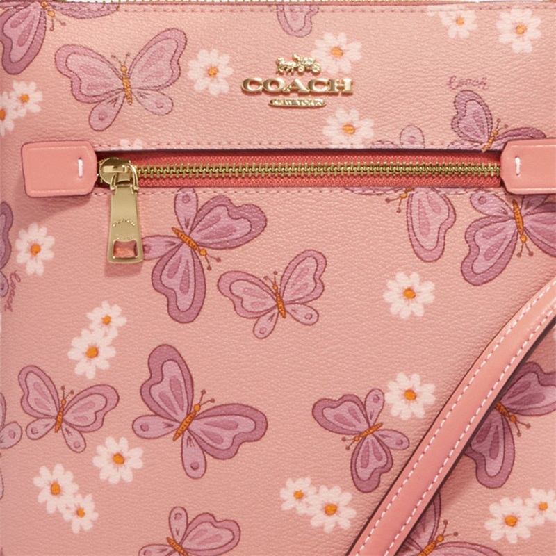 Geanta Dama Coach Mini Rowan File With Lovely Butterfly Print Aurii Roz Colorati | Romania-389417