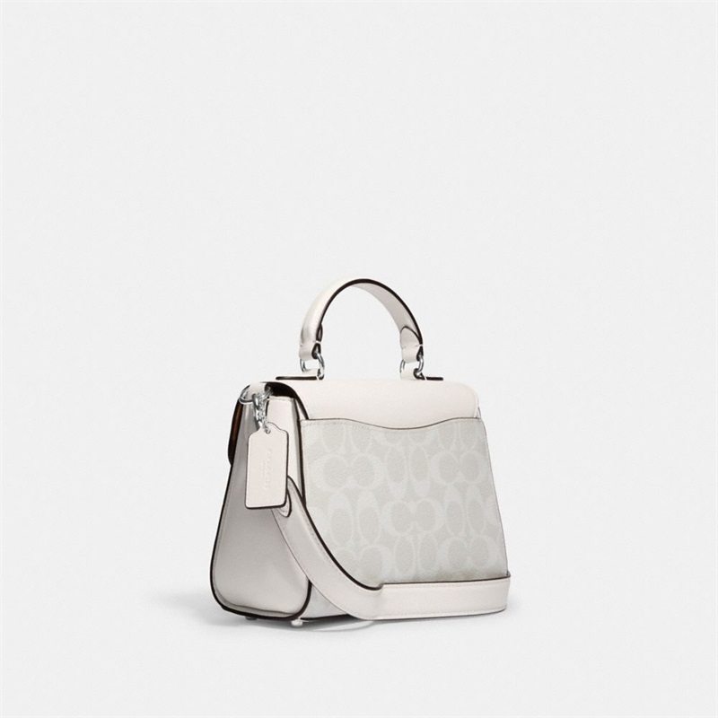 Geanta Dama Coach Morgan Top Handle Satchel In Signature Canvas Argintii Albi | Romania-718549