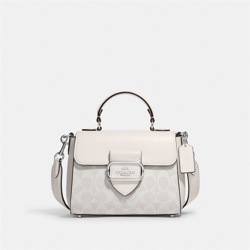 Geanta Dama Coach Morgan Top Handle Satchel In Signature Canvas Argintii Albi | Romania-718549