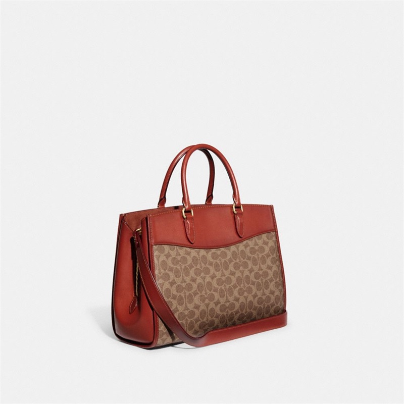 Geanta De Mana Dama Coach Brooke In Signature Canvas Maro | Romania-783625