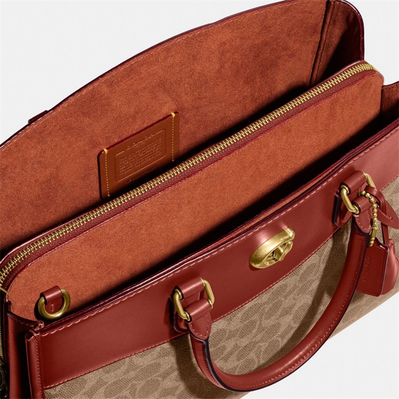 Geanta De Mana Dama Coach Brooke In Signature Canvas Maro | Romania-783625