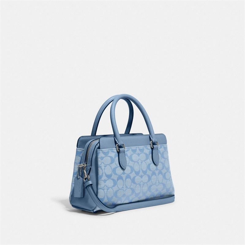 Geanta De Mana Dama Coach Mini Darcie In Signature Chambray Argintii Flori Colorati | Romania-649713