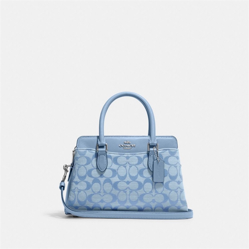 Geanta De Mana Dama Coach Mini Darcie In Signature Chambray Argintii Flori Colorati | Romania-649713