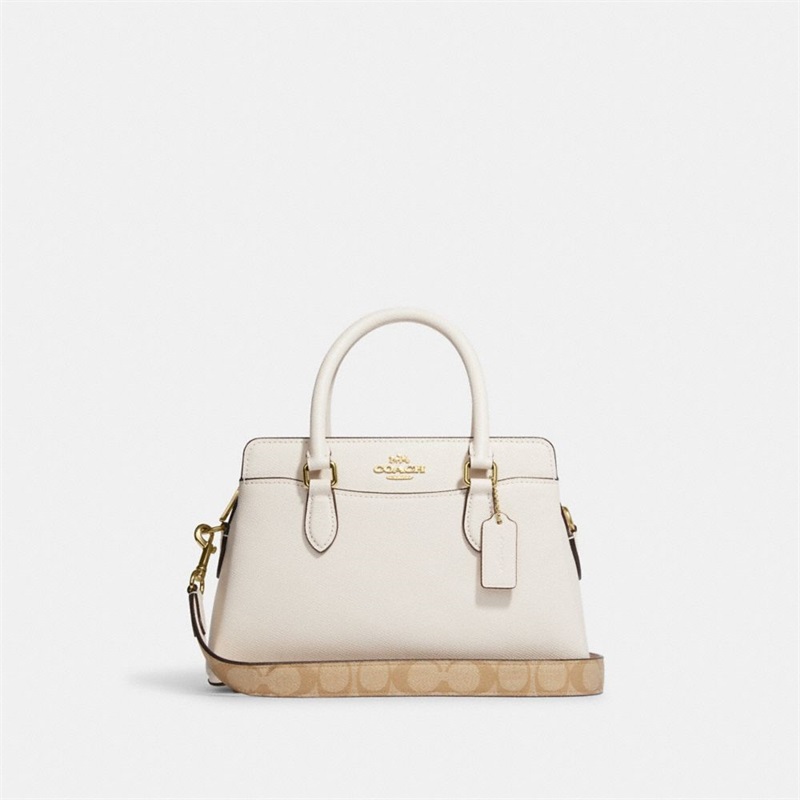 Geanta De Mana Dama Coach Mini Darcie With Signature Canvas Detail Aurii | Romania-483761