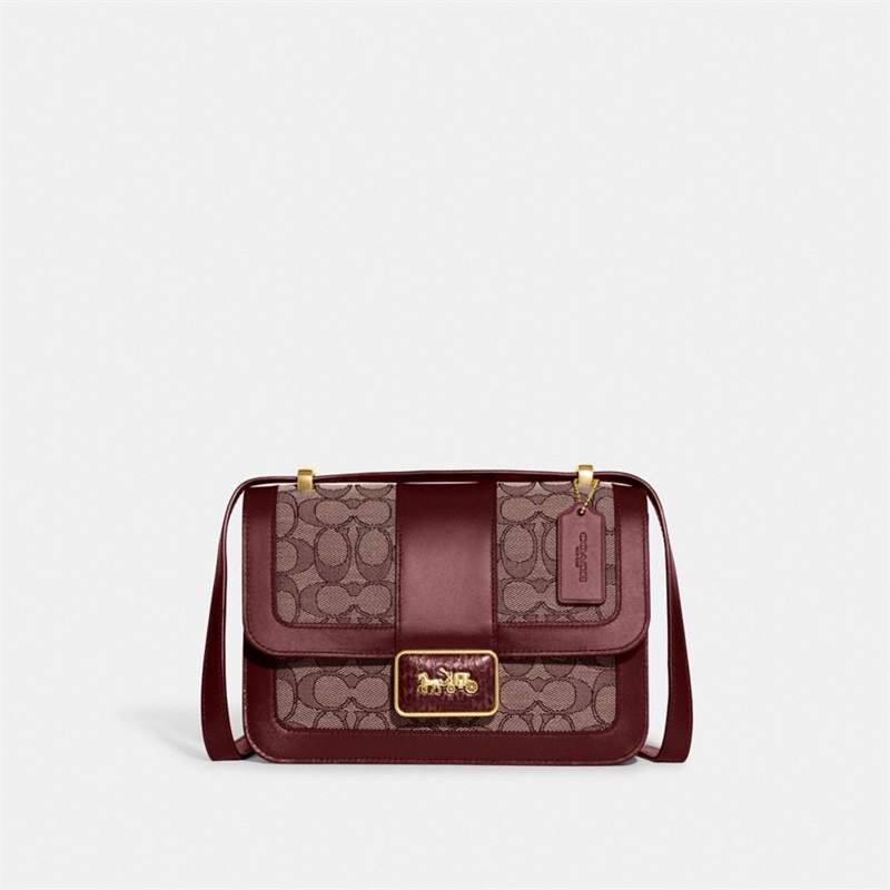 Geanta De Umar Dama Coach Alie Shoulder In Signature Jacquard With Snakeskin Detail Visinii Roz | Romania-169328