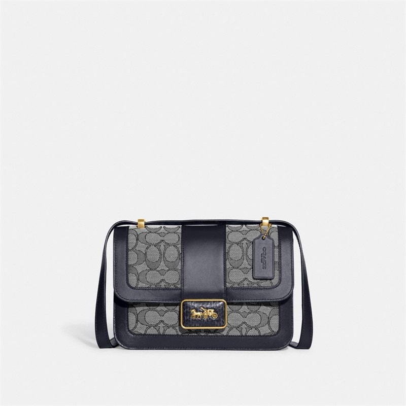 Geanta De Umar Dama Coach Alie Shoulder In Signature Jacquard With Snakeskin Detail Bleumarin Bleumarin | Romania-326985