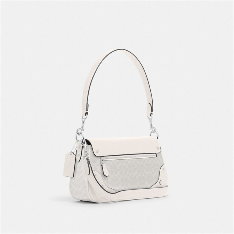 Geanta De Umar Dama Coach Millie In Colorblock Signature Canvas Argintii Albi | Romania-260947