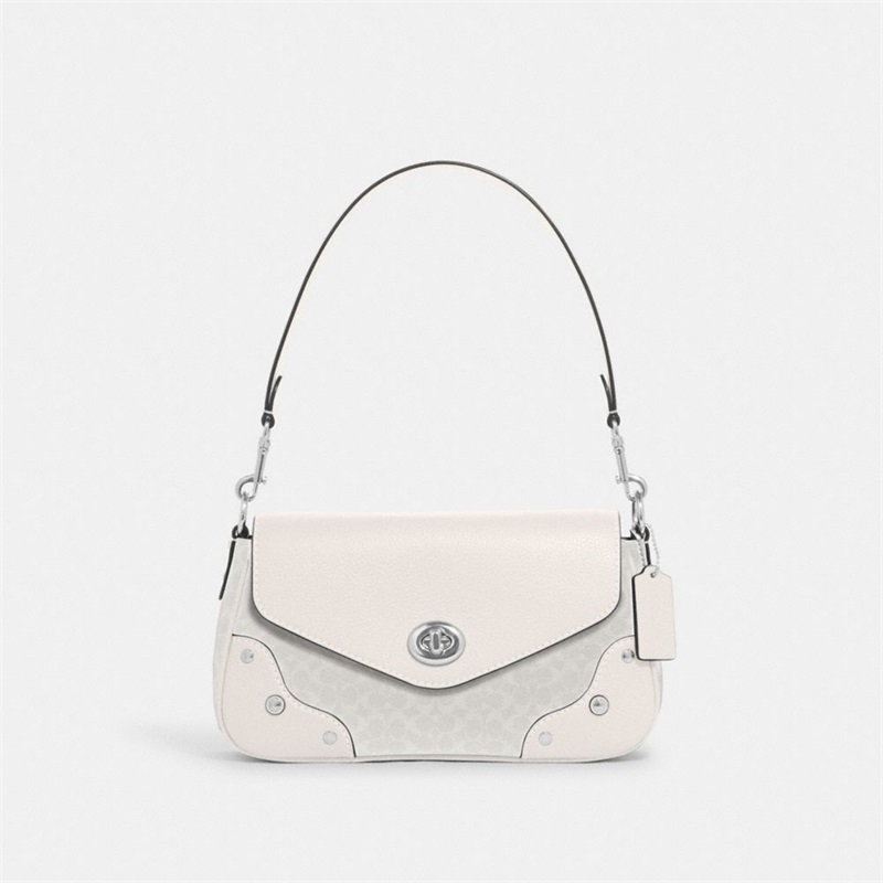 Geanta De Umar Dama Coach Millie In Colorblock Signature Canvas Argintii Albi | Romania-260947