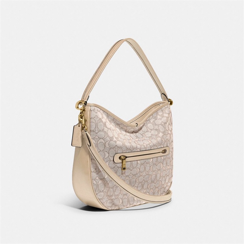 Geanta De Umar Dama Coach Soft Tabby Hobo In Signature Jacquard Gri Albi | Romania-197038